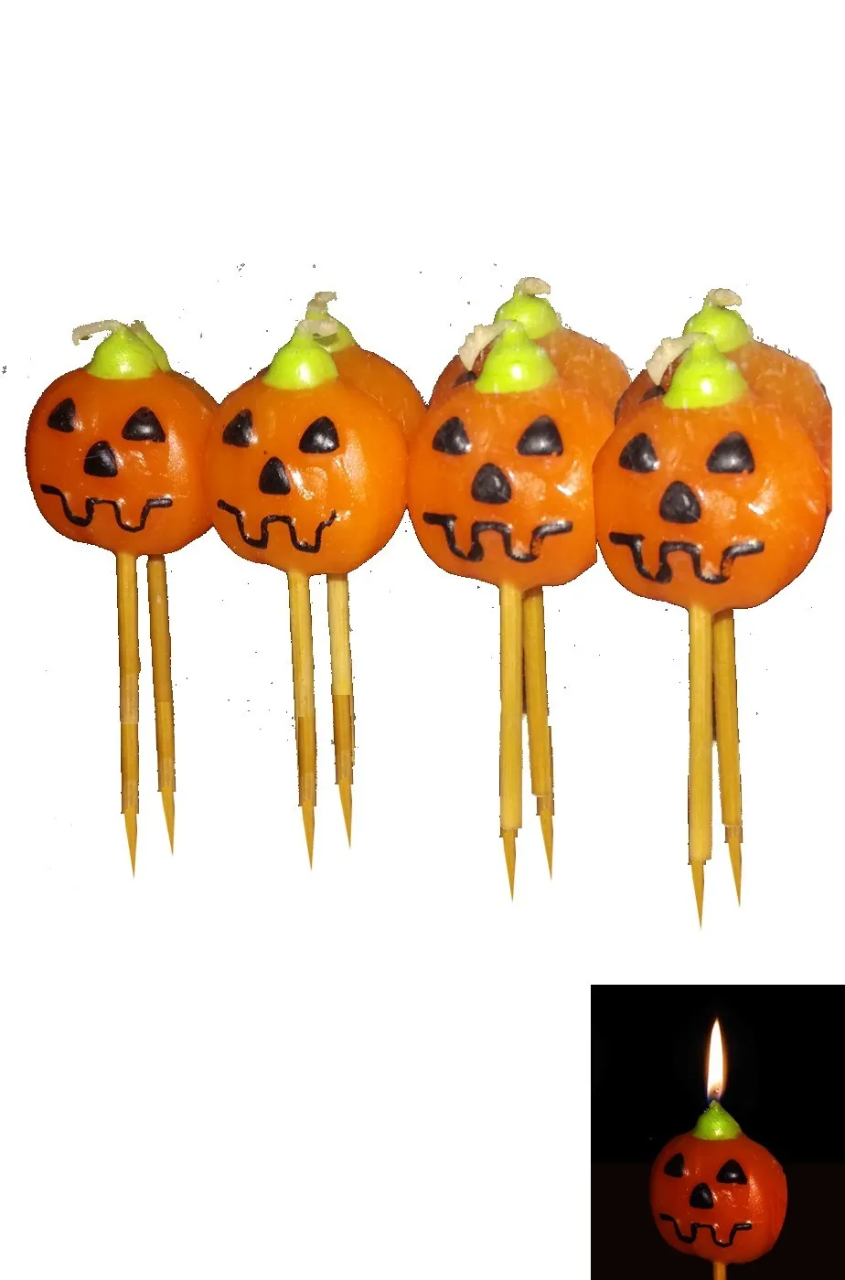 Stuzzicadenti segnaposto candelina Halloween a zucca